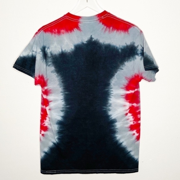 Upcycled Red & Gray Tie Dye Short Sleeve Tee - Picture 2 of 6